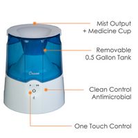 CRANE - 0.5 Gal. Warm Mist Humidifier with 2 Speed Settings - Blue/White - Back View