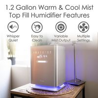CRANE - 1.2 Gal. UV Light Warm & Cool Mist Humidifier with Remote - Gray - Back View
