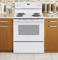 GE - 30 in. Wide 4 Elements 5.0 Cu. Ft. Freestanding Electric Range - White - Back View
