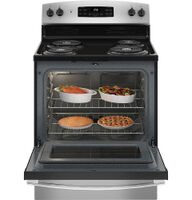GE - 30 in. Wide 4 Elements 5.0 Cu. Ft. Freestanding Electric Range - Stainless Steel - Back View