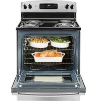 GE - 30 in. Wide 4 Elements 5.0 Cu. Ft. Freestanding Electric Range - Stainless Steel - Back View