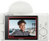 Sony - ZV-1F Vlog Camera for Content Creators and Vloggers - White - Back View