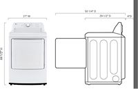 LG - 7.3 Cu. Ft. Electric Dryer with Sensor Dry - White - Back View