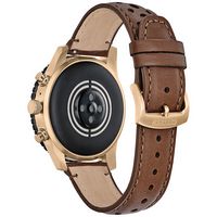 Citizen - CZ Smart 45mm Unisex IP Stainless Steel Sport Smartwatch with Perforated Leather Strap ... - Back View
