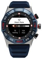 Citizen - CZ Smart 44Mmm Unisex Stainless Steel Hybrid Sport Smartwatch with Silicone Strap - Silver - Back View