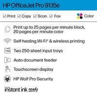 HP - OfficeJet Pro 9135e Wireless All-In-One Inkjet Printer with 3 Months of Instant Ink w/ HP+ (... - Back View