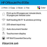 HP - OfficeJet Pro 8135e Wireless All-In-One Inkjet Printer with 3 Months of Instant Ink with HP+... - Back View