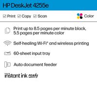 HP - DeskJet 4255e Wireless All-In-One Inkjet Printer with 3 Mo. of Instant Ink (+ 1 Bonus Month ... - Back View