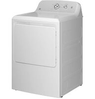 GE - 6.2 Cu. Ft. Gas Dryer with Shallow Depth Design - White with Silver Matte - Back View