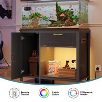 Bestier 55-75 Gallon Wooden Fish Tank Stand with Storage Cabinet Supports Up to 730 lbs - Black - Back View
