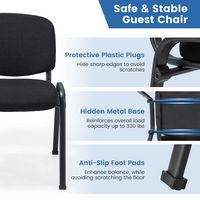Costway Set of 5 Office Guest Chair Stackable Reception Chair Waiting Conference Room - Black - Back View