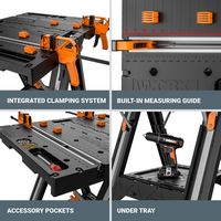 Worx WX064 Pegasus Multi-Function Work Table and Sawhorse with Quick Clamps, Holding Pegs and Qui... - Back View