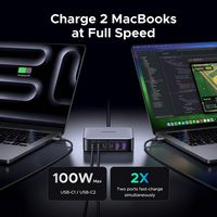UGREEN - Nexode 6-Port 200W GaN Charging Station, USB-C Fast Charging Desktop Charger  for Laptop... - Back View