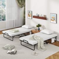 Costway Folding Bed with Memory Foam Mattress & Pillow Dust Cover Metal Frame 75