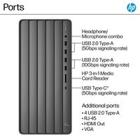 HP - Envy Desktop - Intel Core i5 - 12GB Memory - 1TB SSD - Black - Back View