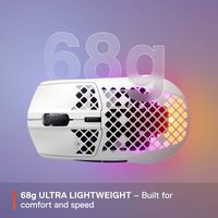 SteelSeries - Aerox 3  Super Light Honeycomb Wireless RGB Optical Gaming Mouse - Wireless - Snow - Back View