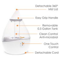 CRANE - 0.5 Gal. Droplet Ultrasonic Cool Mist Humidifier - Clear/White - Back View