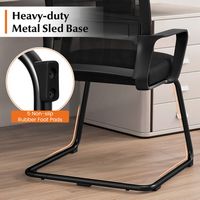 Costway 2 PCS Office Guest Chair with Lumbar Support, Breathable Mesh Back without Wheels - Black - Back View