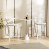 Costway Bar Chair Counter Height Stools Set of 2 with Acacia Wood Frame Supporting Legs - White - Back View