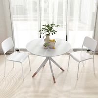 Costway Modern Dining Chairs Set of 4 with Tilted Backrest & Sturdy Metal Legs Plastic - White - Back View