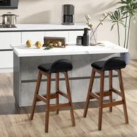 Costway Set of 2 Upholstered PU Leather Barstools 27.5