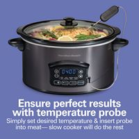 Hamilton Beach - Programmable Defrost 6-Quart Slow Cooker with Temperature Probe - Stainless Steel - Back View