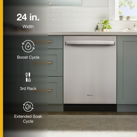 Whirlpool - Quiet Dishwasher with 3rd Rack .- Fingerprint Resistant - Stainless Steel - Back View