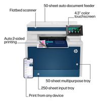 HP - LaserJet Pro 4301fdn AI-Enabled Color All-in-One Laser Printer - White/Blue - Back View