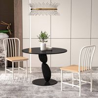 Costway Dining Chairs Set of 2 High Back Chairs Metal Frame Footrests Kitchen - White/Natural - Back View
