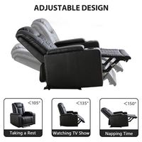 Bestier Power Chair Faux Leather Electric Recliner Sofa with Cup Holders and USB Ports - Black - Back View