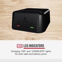 Cobra - Single Dock Charger for Cobra Performa Business Radios, with charging cable - Black - Back View