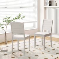 Costway Armless Wood Dining Chair Set of 2 with Rubber Wood Legs Curved Backrest Kitchen - White - Back View