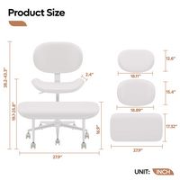 Pinmoco Ergonomic Cross-Legged Swivel Chair, Adjustable PU Leather Meditation Chair, Off - White - Back View