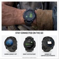Garmin - Instinct 3 AMOLED GPS Smartwatch 50 mm Fiber-reinforced Polymer - Black with black/bolt ... - Back View