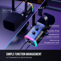 FIFINE AM8T Gaming Microphone Bundle – Studio-Quality Sound, USB/XLR, RGB Lighting, Arm Boom Stand - Back View