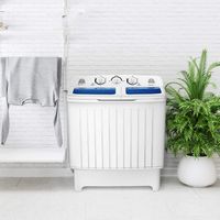 Costway - Portable Mini Compact Twin Tub 20 lb. Washing Machine Washer Spin Dryer - White - Back View