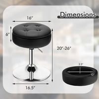 Costway Set of 3 Adjustable Metal Vanity Stool 360° Swivel Storage Makeup Chair with  Tray - Black - Back View