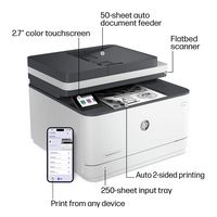 HP - LaserJet Pro MFP 3101sdw Wireless AI-Enabled Black-and- All-in-One Laser Printer - White - Back View
