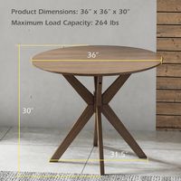 Costway Modern Round Wood Dining Table 35'' W/ Solid Wood Legs& Base for Home, Office - Walnut - Back View