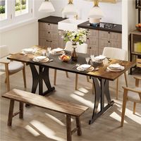 Bestier 71Inch Rectangular Dining Table for 6-8 People Wooden Kitchen Table with Metal Legs Compu... - Back View
