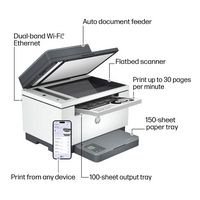HP - LaserJet M234sdw Wireless AI-Enabled Black-and-White Laser Printer - White & Slate - Back View