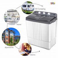 Costway - Portable Mini Compact Twin Tub 20 lb. Total Washing Machine Washer Spinner - Gray and W... - Back View
