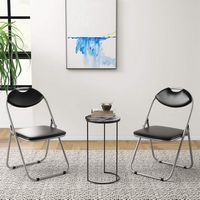 Costway 2 PCS U Shape Folding Chairs Furniture Home Outdoor Picnic Portable - Black - Back View