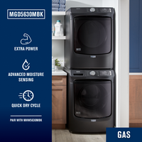 Maytag - 7.3 Cu. Ft. Stackable Gas Dryer with Extra Power Button - Volcano Black - Back View