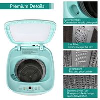Costway - 8 lb. Portable Fully Automatic Washing Machine with Drain Pump - Green and White - Back View