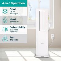 Hisense - 350 Sq. Ft. 8,000 BTU Portable Air Conditioner Inverter with Heat - White - Back View