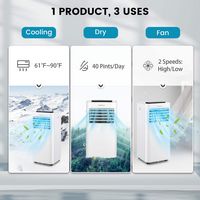 Costway 8000 BTU Portable Air Conditioner Cools up to 250 sq. ft 3-in-1 AC Unit with  Cool Fan De... - Back View