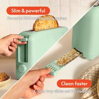 Bella - Fits-anywhere Kitchenware: 2-Slice Slim Toaster - Seaglass - Back View