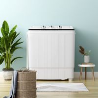 Costway - Portable Washing Machine 17.6 lb. Twin Tub Laundry Washer with Drain Pump Grey - White ... - Back View