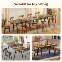 Bestier 70inch Rectangular Dining Table with Basket Storage Wooden Kitchen Table with Sturdy Meta... - Back View